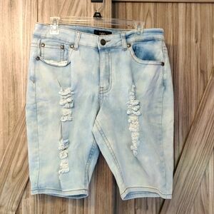 BQB Women's Distressed High Rise Bermuda Jean Shorts Size 13